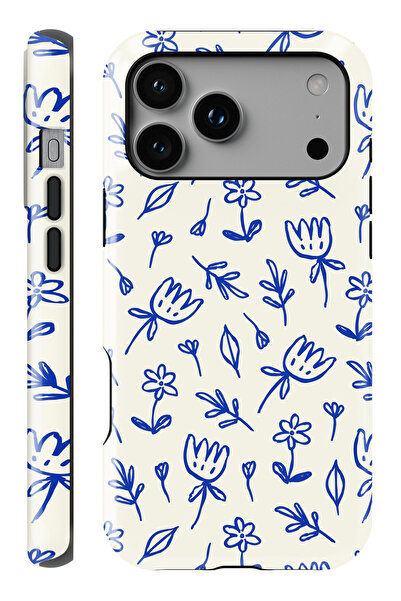 WANNA PROTECT (MAGSAFE) İPhone 17 Pro Max Blue Doodle Çift Katmanlı Parlak PR...