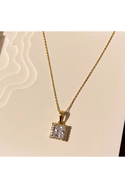 F&I FLORAL İSTANBUL Square Gold Stone Necklace