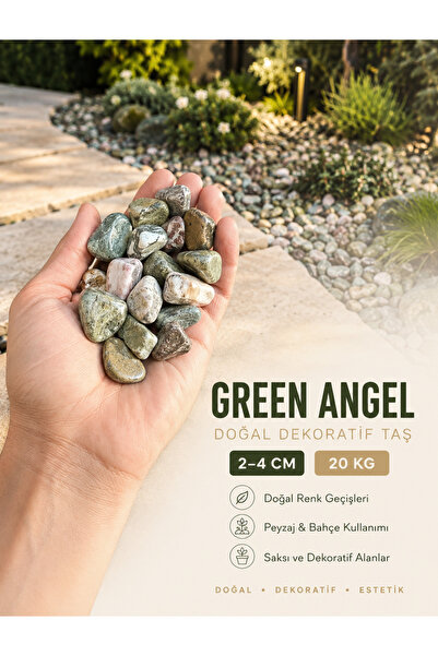 Green Angel Doğal Dekoratif Taş 2-4 cm 20 kg Bahçe Peyzaj Saksı Taşı