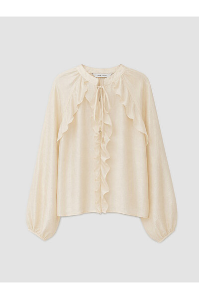 LC Waikiki I Tie-Front Roba Collar Ruffle Chiffon Blouse from Freezen Store