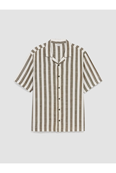 LC Waikiki Lcw Kids Khaki Short Sleeve Striped Boys' Shirt