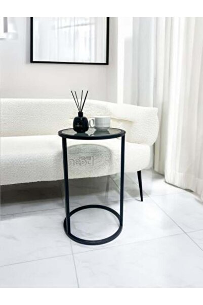 seindyan Black Iron Service Table Black Glass Top