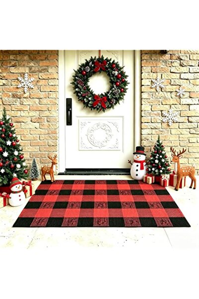 Generic MUBIN Christmas Door Mat Outdoor 27.5 x 43 Inch Red and Black Plaid R...
