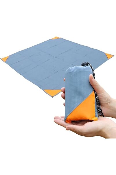 Generic Pocket Picnic Blanket, Sandproof Waterproof Camping Tarp, Blue and Or...