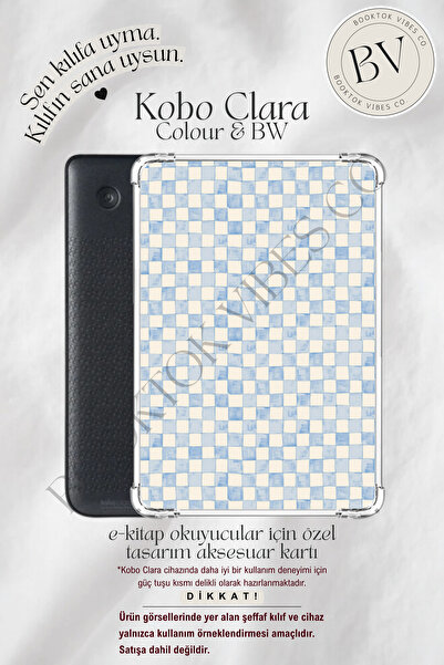 BookTok Vibes Co. Açık Mavi Suluboya Pötikare Temalı Insert - Kindle ve Kobo ...