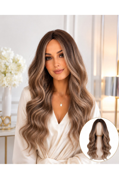 Makromehome Made With Love Doğal Görünümlü Orta Ayrımlı Uzun Dalgalı Ombre Pe...