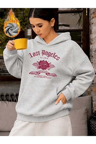 FUFLUNS Los Angeles Flower Print Oversized Unisex Women'S/Men's Hooded Sweats...