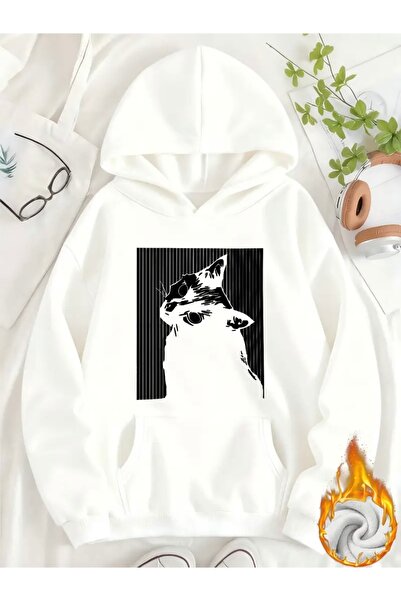 FUFLUNS Cat Printed Oversized Unisex Women'S/Men's Hooded Sweatshirt