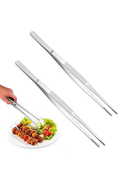 Generic 2Pcs Food Tweezers Tongs, Stainless Steel Long Tweezer Tongs, Profess...