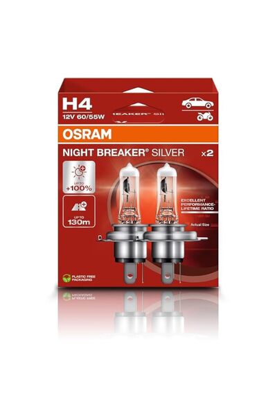 Generic OSRAM Night Breaker Silver H4 100% More Brightness Halogen Headlight ...