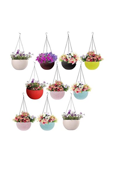 Generic Go Hooked Multicolour Hanging Pots, 7.1 Inch Diameter, 4.8 Inch Heigh...