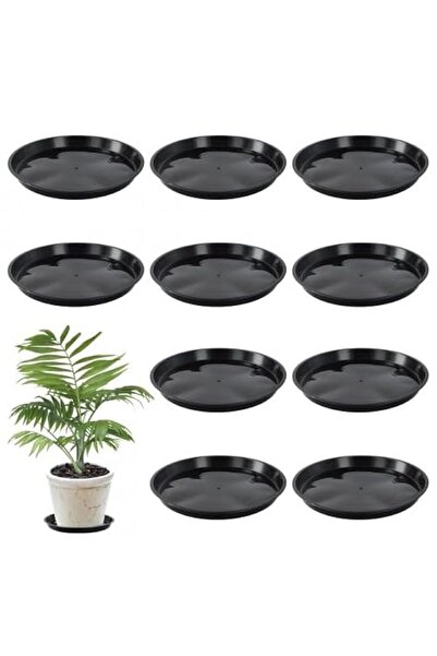 Generic 10 Pack Flower Pot Saucers with Label, Black Plastic Plant Trays for ...