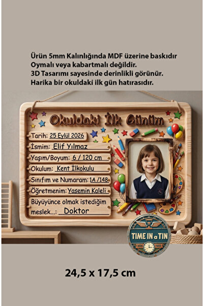 time in a tin retro 1960 Okuldaki ilk günüm anı panosu, ilkokul 1.sınıf, anao...