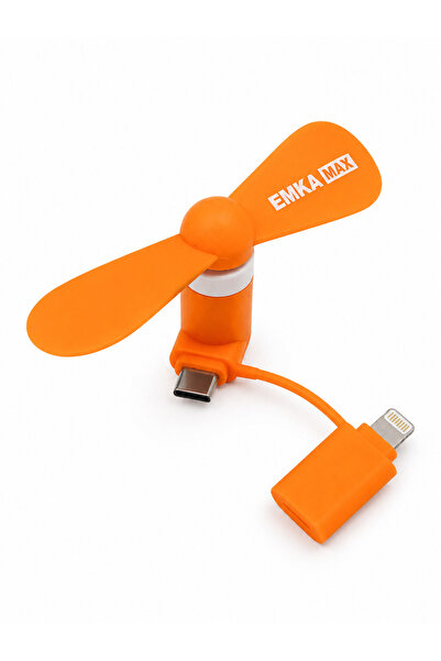 Emka Max Mini Telefon Vantilatörü Type-C ve iPhone Uyumlu Adaptörlü Taşınabil...