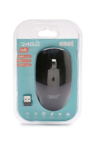 ENET Wireless Optical Mouse Black