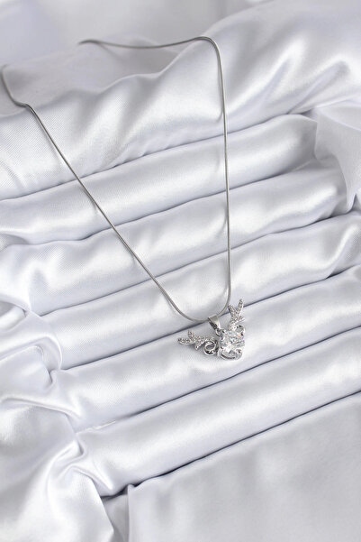 online kapsulavm avm alışveriş 316L Steel Silver Color Zircon Stone Horn Mode...