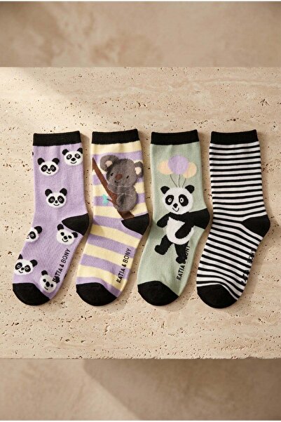 Katia&Bony Children's 4'L Panda Patterned Cotton Socks