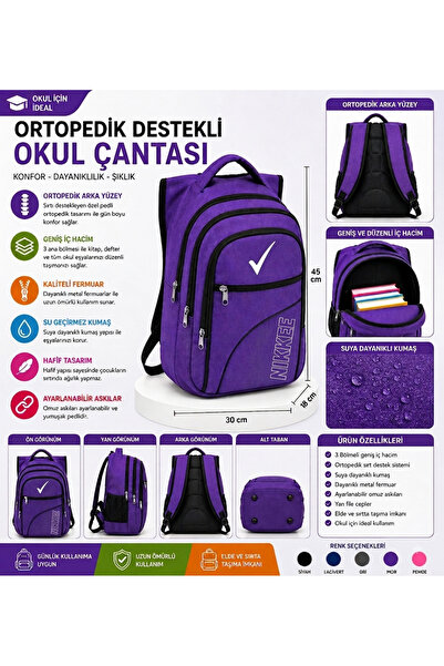 Trendol fashion life Ortopedik Okul Çantası 3 Bölmeli Ergonomik Sırt Destekli...