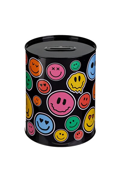 OEM Pușculiță Emoji din Metal Negru 12x16cm - Fără Capac