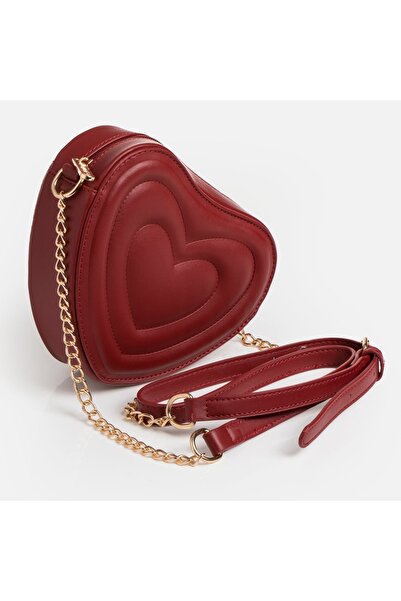 OEM Plic de damă tip crossbody, din piele PU roșie, în formă de inimă, 20x5x1...