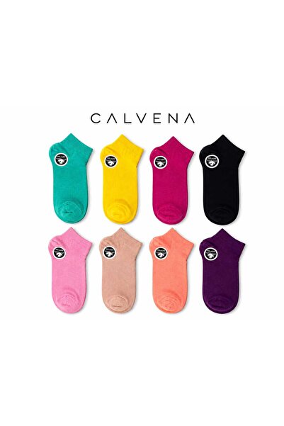 Calvena Women's 12 Pairs 8 Colors Mixed Pastel Cotton Mixed Booties Socks
