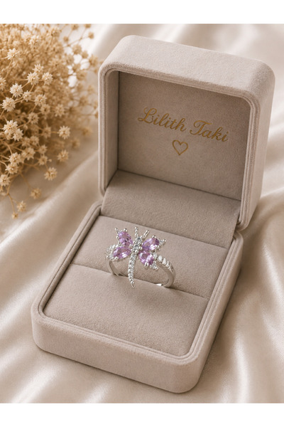Lilith Takı 💜   Lilac Stone Dragonfly Figured Ring – Sparkling Silver Color ...