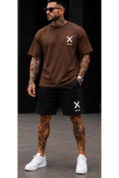 shams style Men's T-Shirt Shorts - T-Shirt with Shorts Top and Bottom Set Pri...