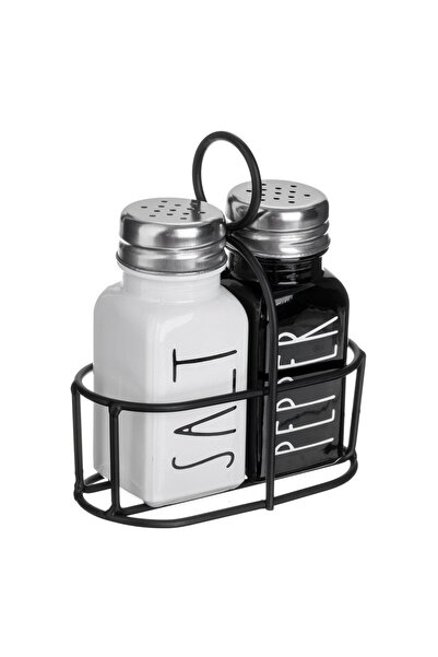 OEM Solnițe și pipernițe din sticlă alb-negru cu bază metalică - 85ml