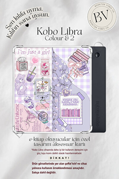 BookTok Vibes Co. Bookish Pembe Mor Sticker Temalı Insert - Kindle ve Kobo E-...