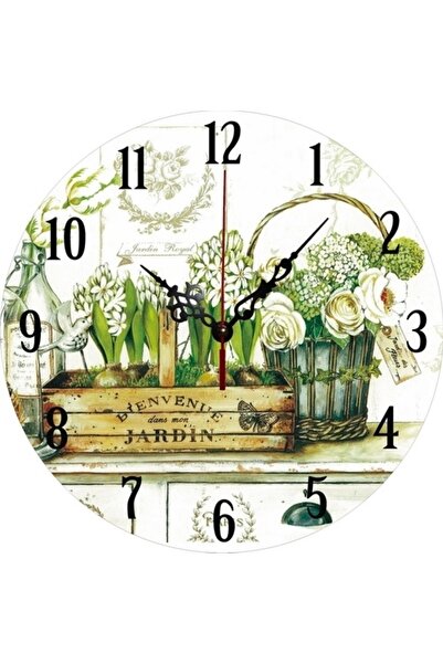 OEM Wall clock 34012, analog, round, wood, multicolor, diameter 34 cm