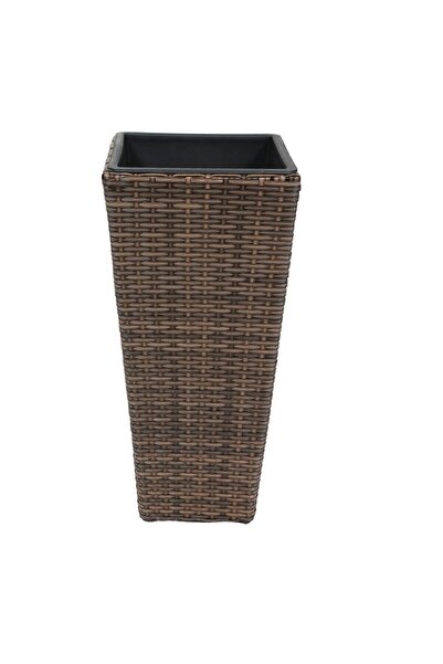 OEM Ghiveci din plastic Rattan, interior / exterior, patrat, plastic, maro, 2...