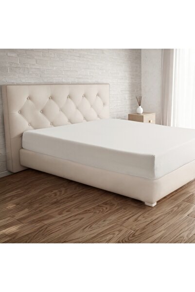 OEM Husa saltea, Caressa Jersey, 160 x 200 cm, bumbac, alb