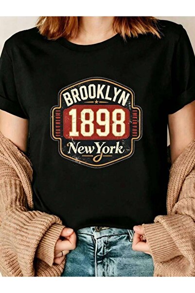 25W Vintage Retro Style Women's T-Shirt Brooklyn 1898 New York Graphic Tee Ca...