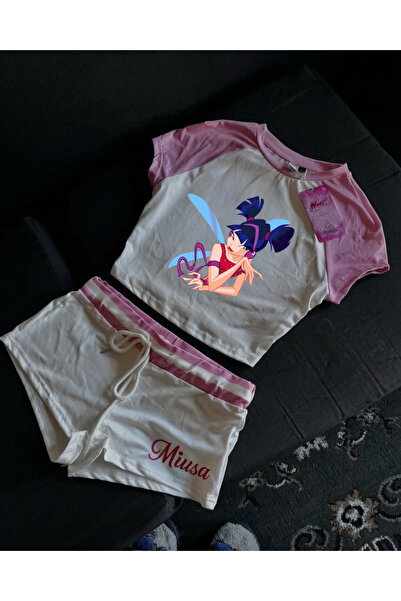 Toum Set tricou și pantaloni scurți roz Winx Miusa