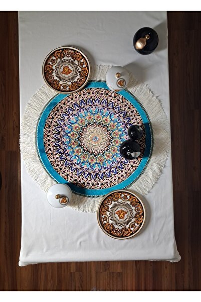 MEVLANA BAZAAR مفرش طاولة أمريكي بنمط ماندالا عرقي / 50 × 50 سم