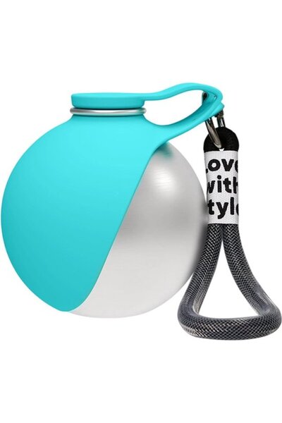 Generic Brand 2-in-1 water bottle + bowl, pink, leak-proof.