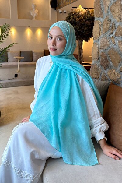 lamelif Line Gg Pattern Aura Cotton Jacquard Shawl Turquoise