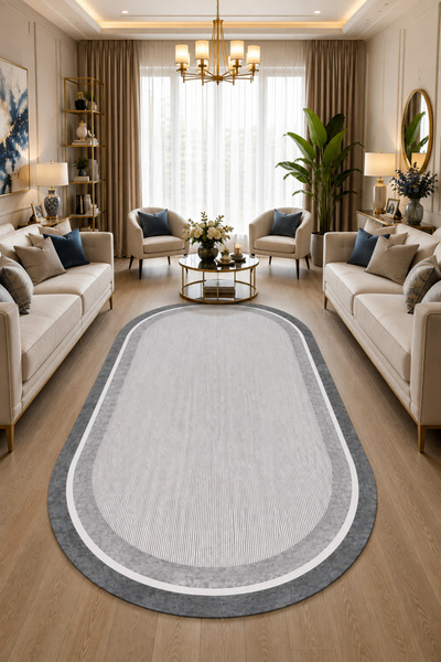 DECOVİST HOME Kaymaz Taban Makinede Yıkanabilir Leke Tutmaz Oval Salon Halısı...