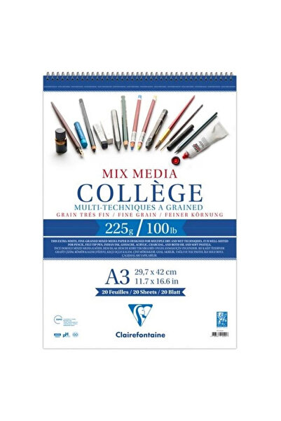 Clairefontaine ESMO MX92524 MIX MEDIA COLLAGE ÇOK AMAÇLI SPİRALLİ RESİM DEFTE...