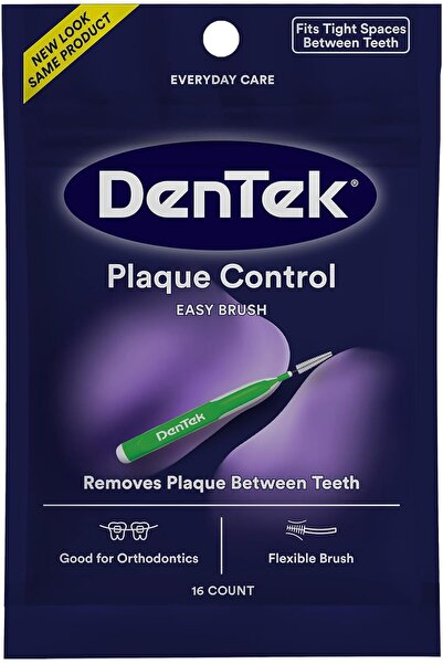 DENTEK Easy Brush Plaque Control Interdental Cleaners, Tight, 16 Count, Green...