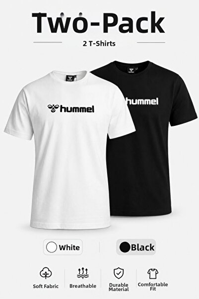 hummel مجموعة ميسيلان 912448 باللونين الأسود والأبيض، عبوة من قطعتين بسعر مميز