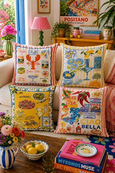 Evdek Double-Sided Printed 4-Piece Throw Pillow Cover 6Esd9