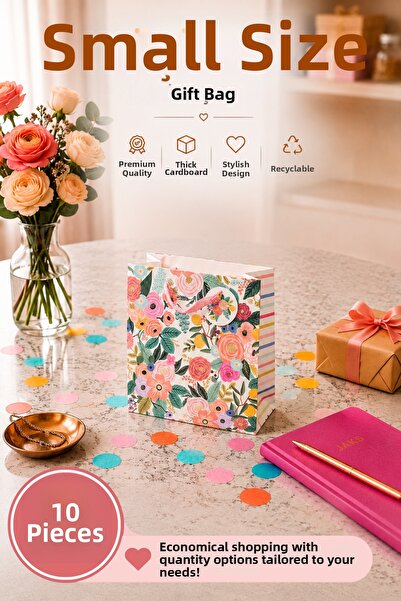 Daks 10 Pcs (15.4 X 18.4 X 7.6 cm) - Pastel Pink Floral Small Size Cardboard ...