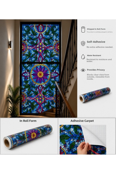 burawall Stained Glass Pattern Transparent Glass Film