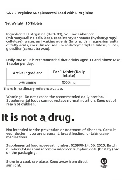 Generic Brand L-Arginine – 90 Tablets