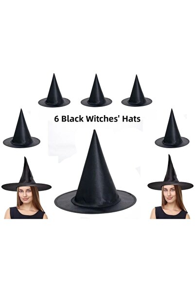 Mestore Black Color Shiny Dralon Witch Hat, Suitable for Adults and Children,...