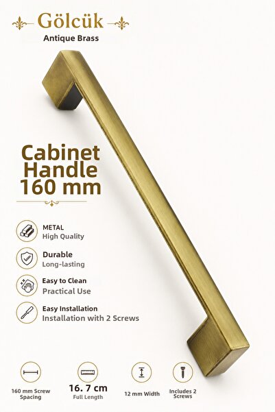 Badem10 Gölcük (160 MM - 16 CM) Mâner metalic anticat, galben antic, pentru m...