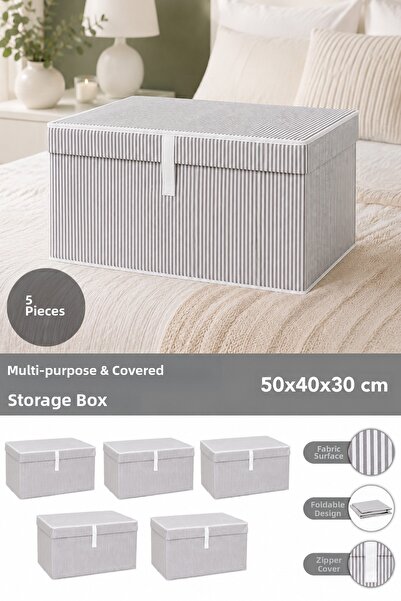 Meleni Home Set de 5 cutii de depozitare multifuncționale cu capac, organizat...