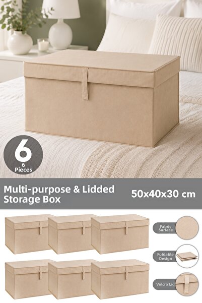 Meleni Home Set of 6 Maxi Size Storage Boxes - Multi-Purpose Organizer Storag...
