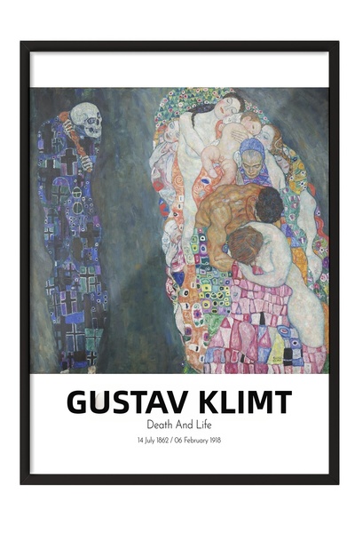 Postifull Gustav Klimt - Death and Life, Black Framed Artwork, Art Series No:...